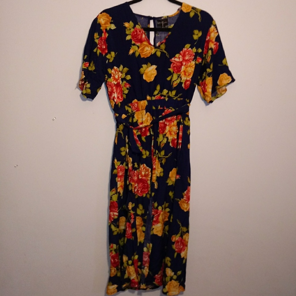Blue Floral Romper Short Dress
